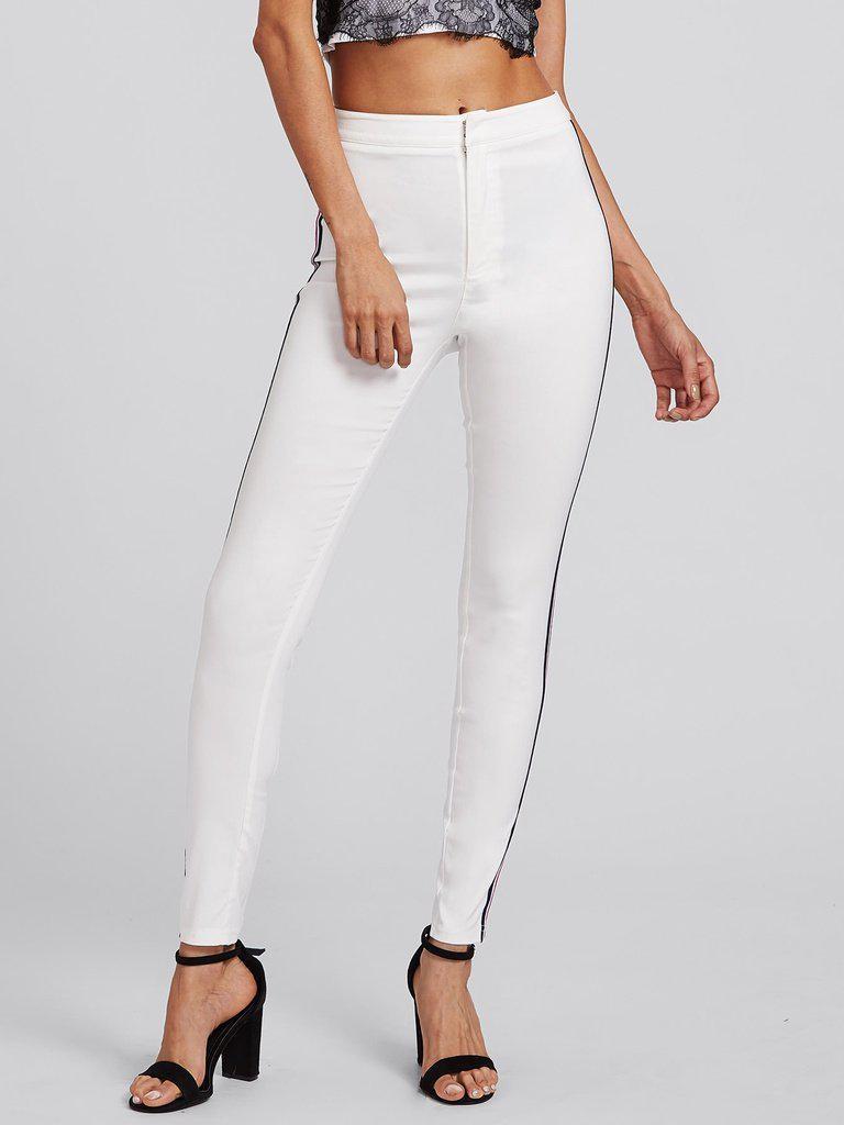 Side Striped Skinny Pants-bottom-Des Mess