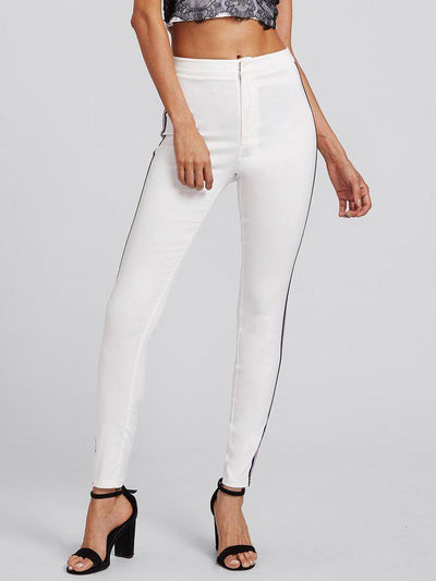 Side Striped Skinny Pants-bottom-Des Mess