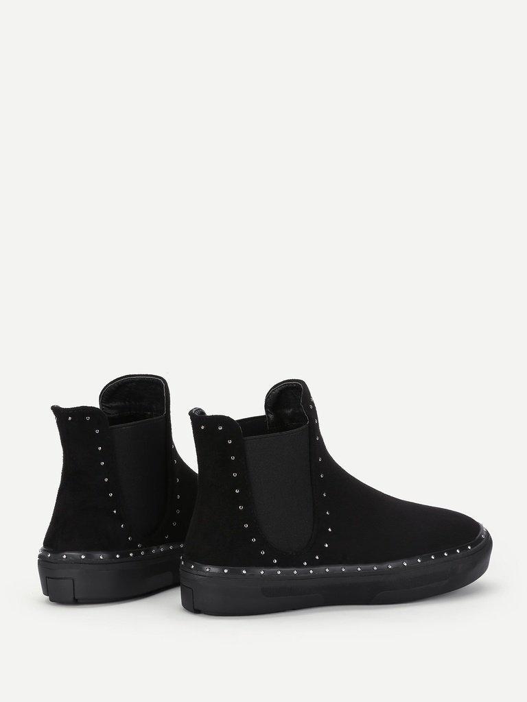 Studded Detail Flatform Chelsea Boots-shoes-Des Mess