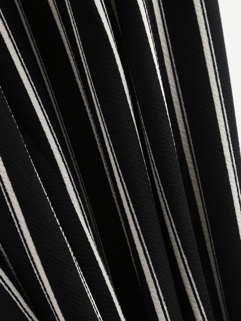 Vertical Stripe Self Tie Wide Leg Pants-bottom-Des Mess