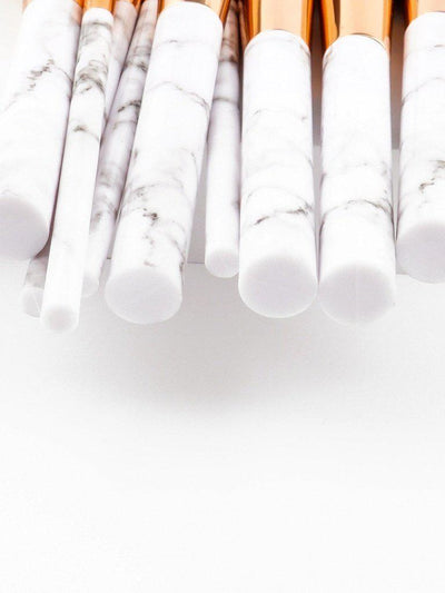 Marble Pattern Handle Brush Set 9pcs-makeup-Des Mess