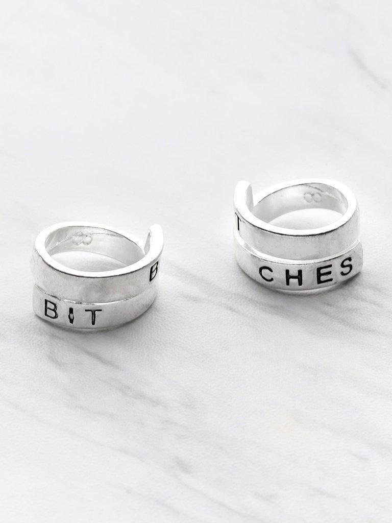 Letter Pattern Wrap Around Ring Pack 2pcs-jewelry-Des Mess