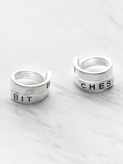 Letter Pattern Wrap Around Ring Pack 2pcs-jewelry-Des Mess