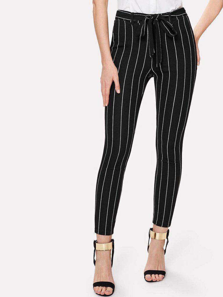 Vertical Striped Skinny Pants-bottom-Des Mess