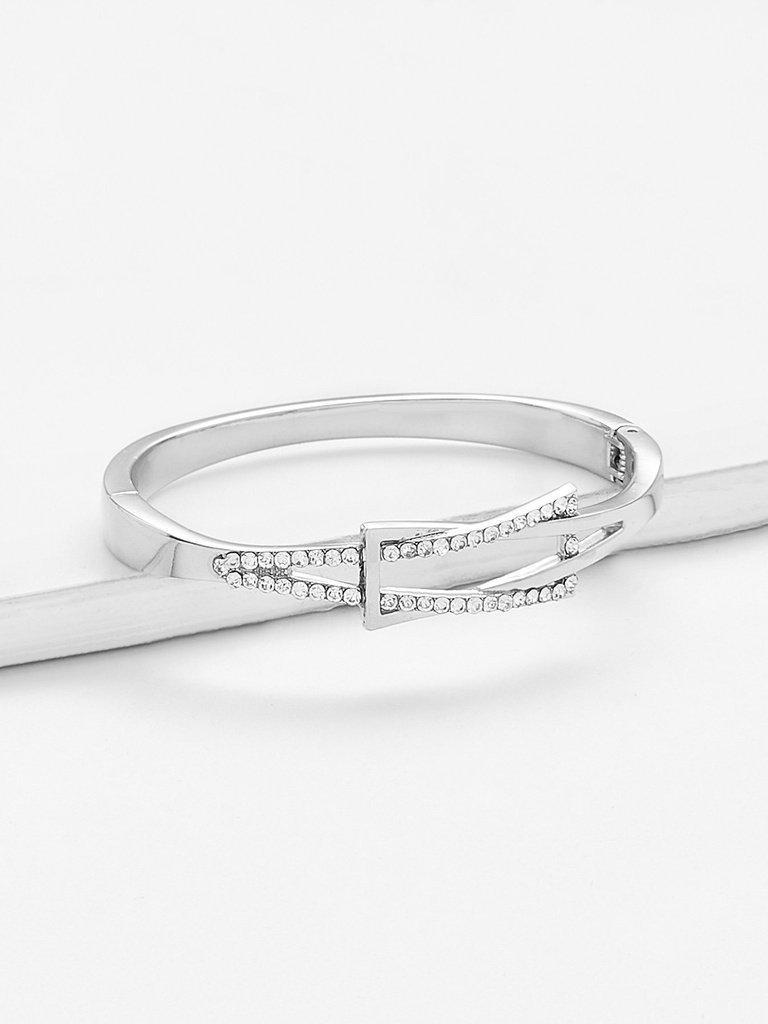 Rhinestone Inlay Spring Cuff Bangle--Des Mess