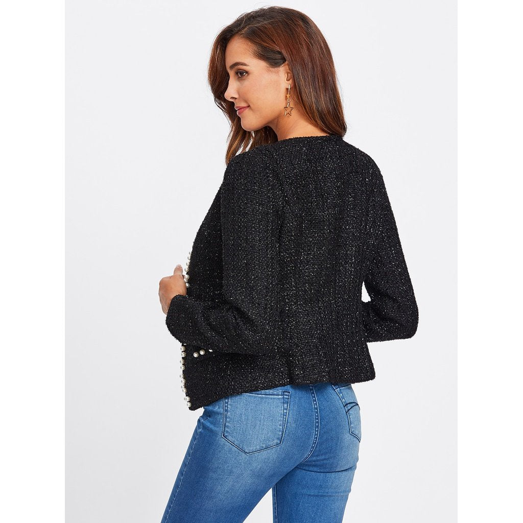 Pearl Beading Tweed Blazer