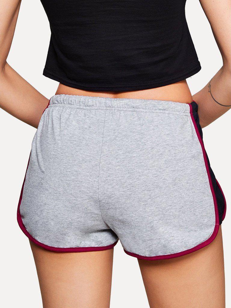 Contrast Binding Color Block Dolphin Shorts-bottom-Des Mess