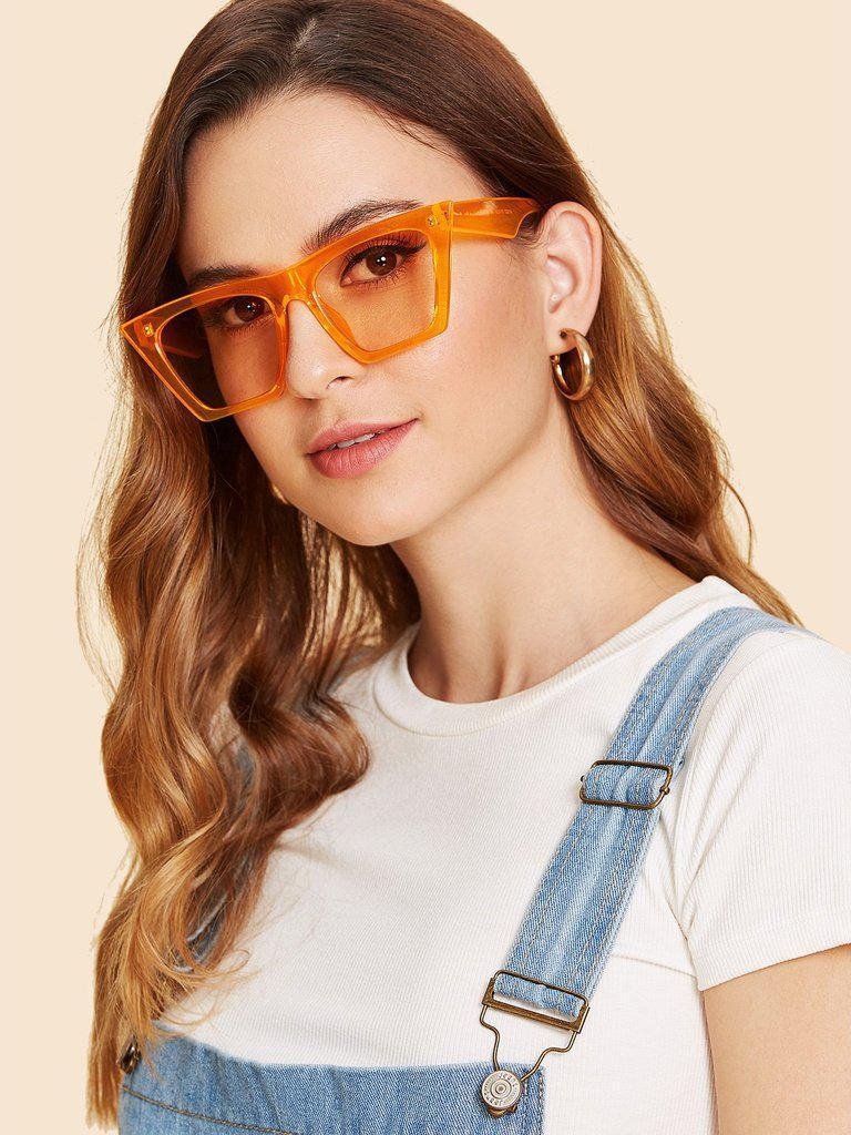 Cat Eye Flat Lens Sunglasses-accessories-Des Mess