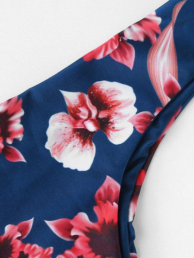 Flower Print Ruffle Bikini Set--Des Mess
