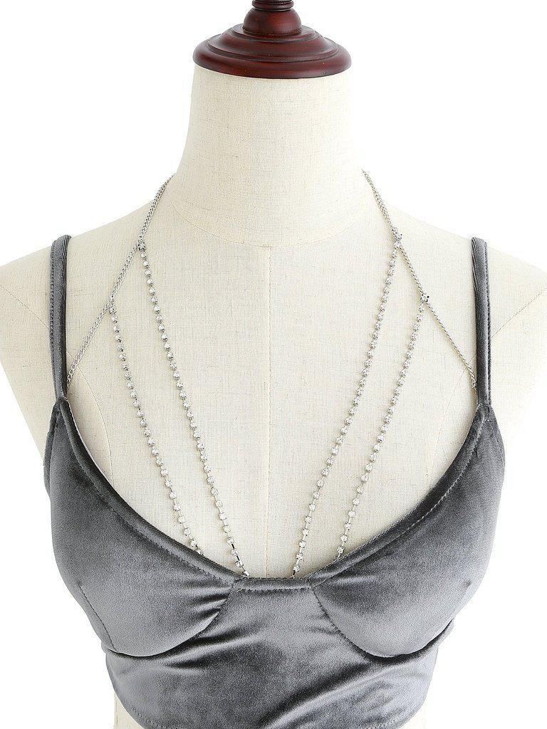 Rhinestone Layered Design Bralet Body Chain-jewelry-Des Mess