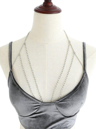 Rhinestone Layered Design Bralet Body Chain-jewelry-Des Mess