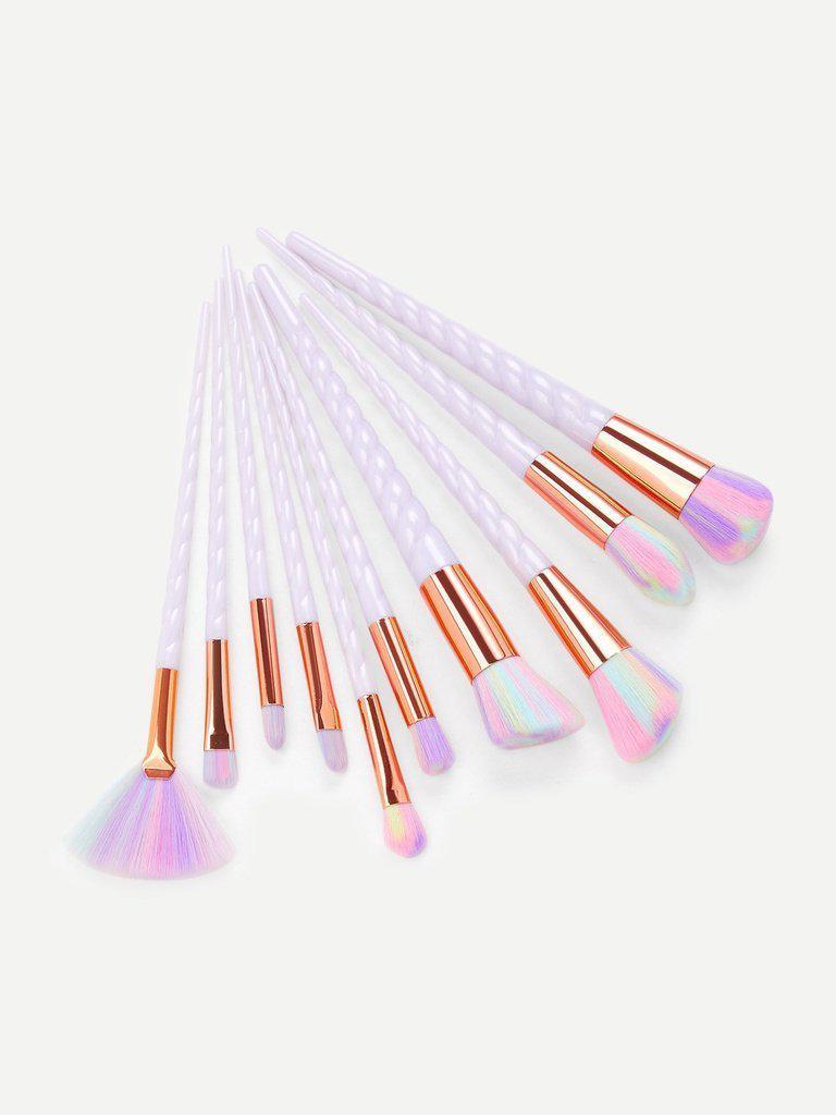 Screw Handle Soft Bristle Makeup Brush Set 10Pcs-makeup-Des Mess