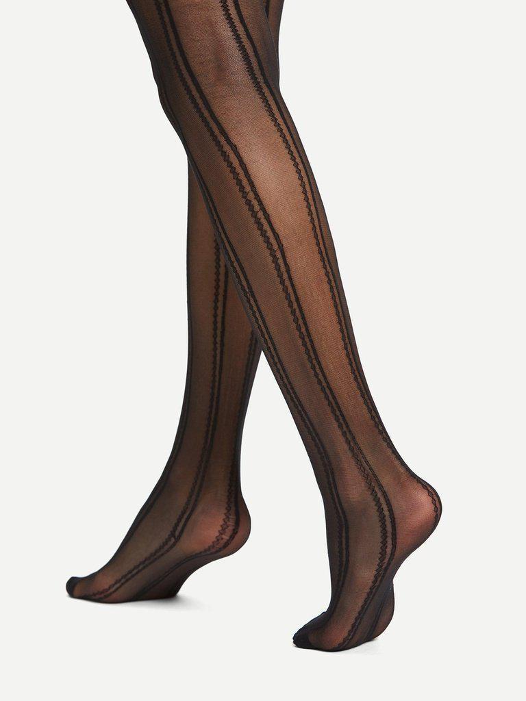 Embroidered Detail Pantyhose Stockings-accessories-Des Mess