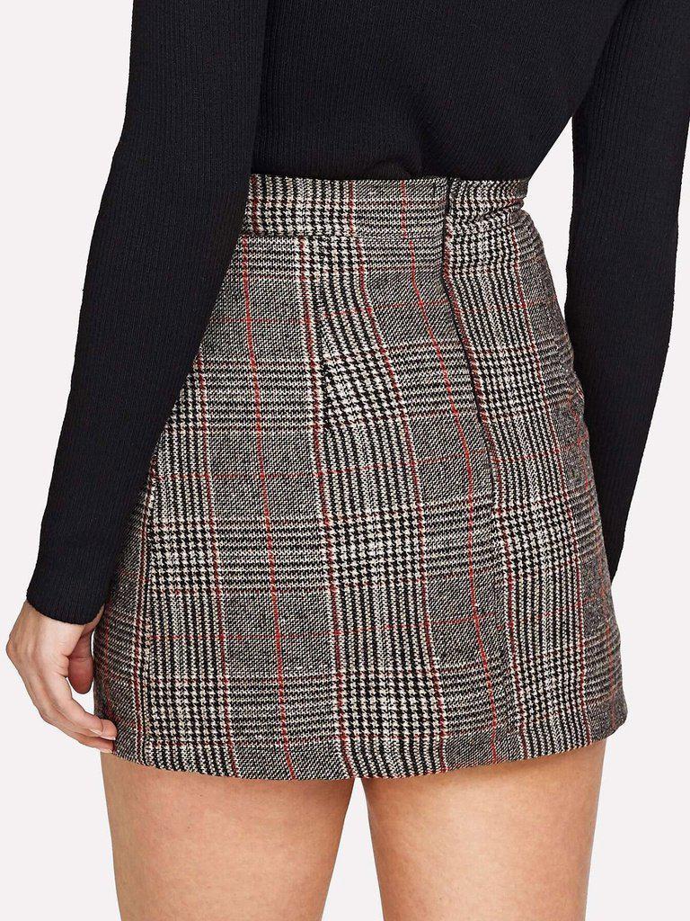 Wales Check Zip Back Skirt-bottom-Des Mess