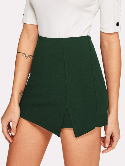 Split Front Solid Skort-bottom-Des Mess