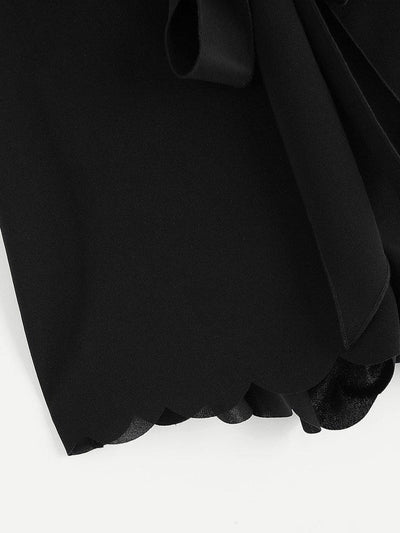 Tie Waist Scallop Edge Shorts-bottom-Des Mess