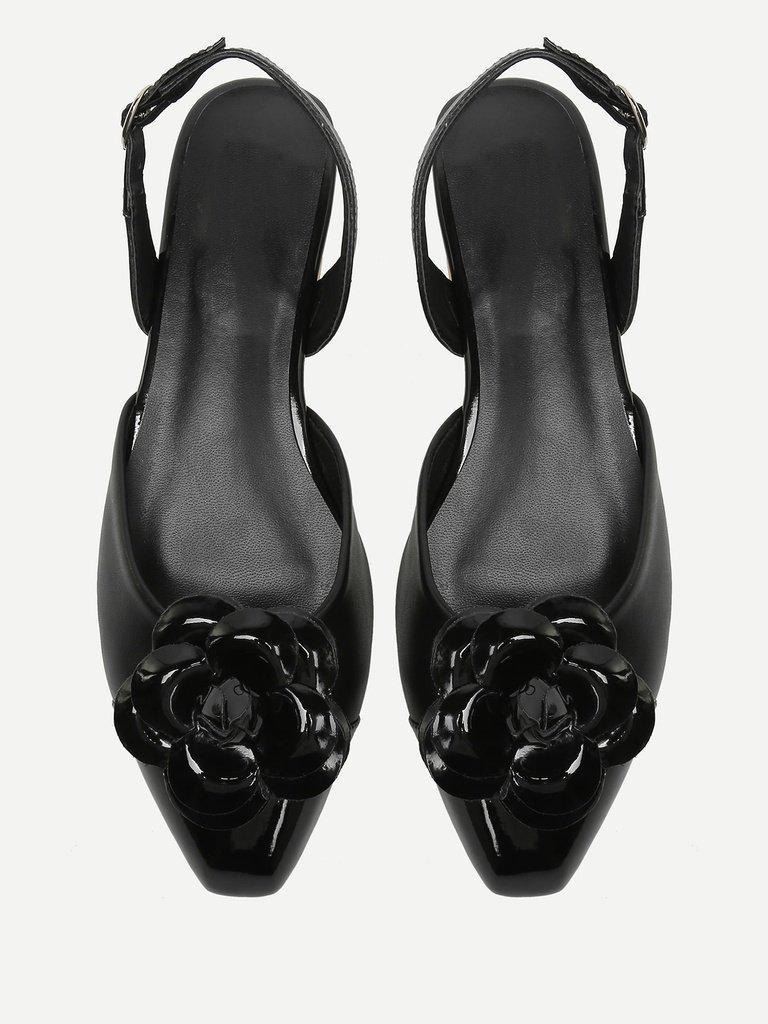 Flower Decorated Slingback Flats-shoes-Des Mess