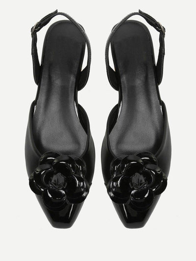 Flower Decorated Slingback Flats-shoes-Des Mess