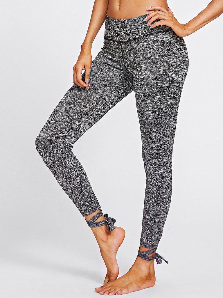 Lace Up Hem Marled Knit Leggings-bottom-Des Mess