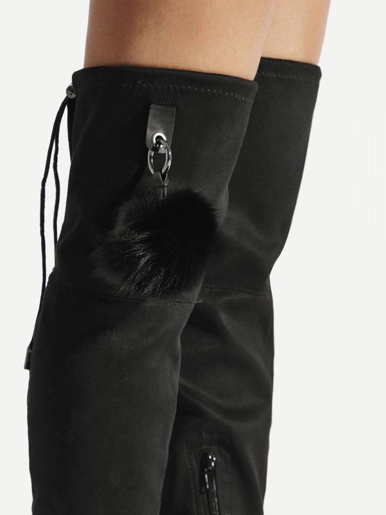 Pom Pom Decorated Over The Knee Boots-shoes-Des Mess