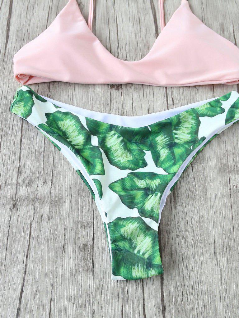 Leaf Print Sexy Bikini Set-swimwear-Des Mess