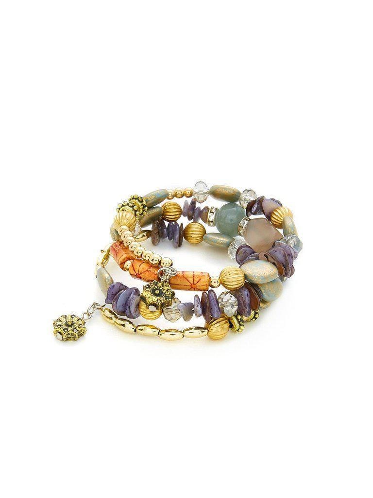 Flower Charm Beaded Layered Bracelet--Des Mess