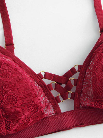 Ring Detail Lace Lingerie Set-lingerie-Des Mess