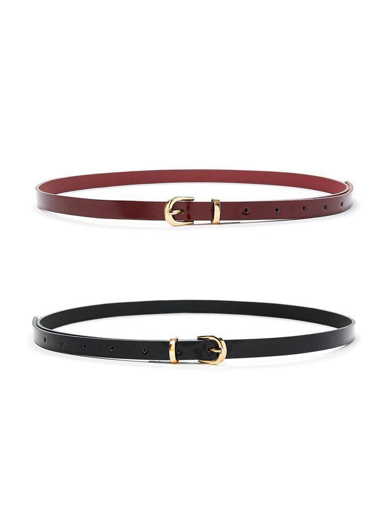 Metal Buckle Skinny Belt 2pcs-accessories-Des Mess