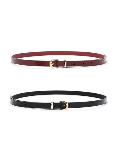 Metal Buckle Skinny Belt 2pcs-accessories-Des Mess