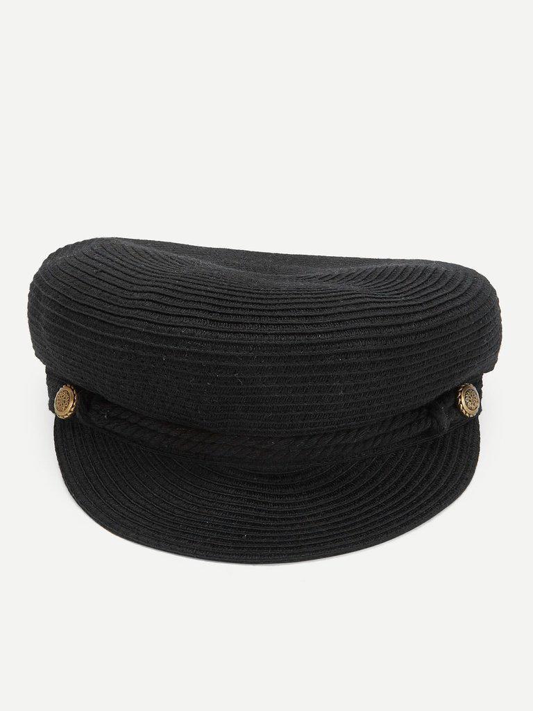 Button Detail Rib Bakerboy Cap-accessories-Des Mess