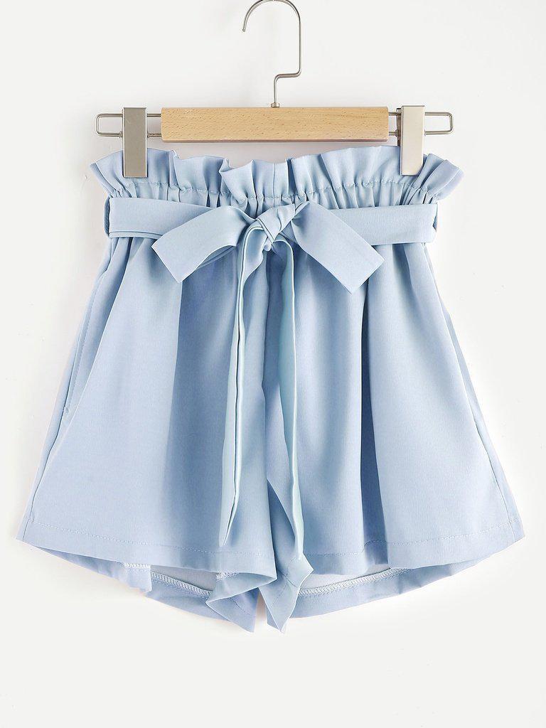 Frill Waist Self Tie Shorts-bottom-Des Mess