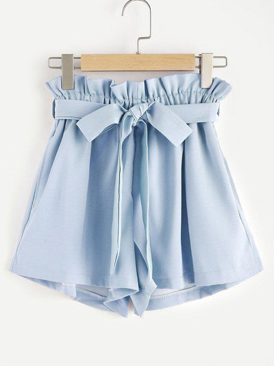 Frill Waist Self Tie Shorts-bottom-Des Mess