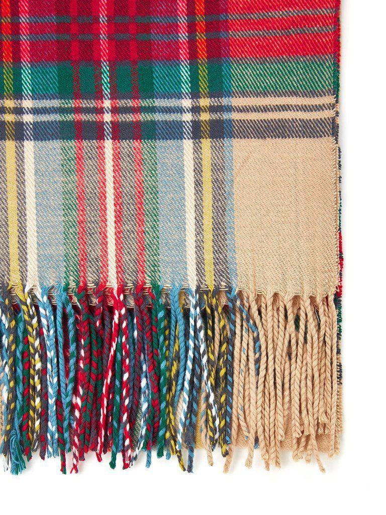 Fringe Trim Plaid Scarf-accessories-Des Mess