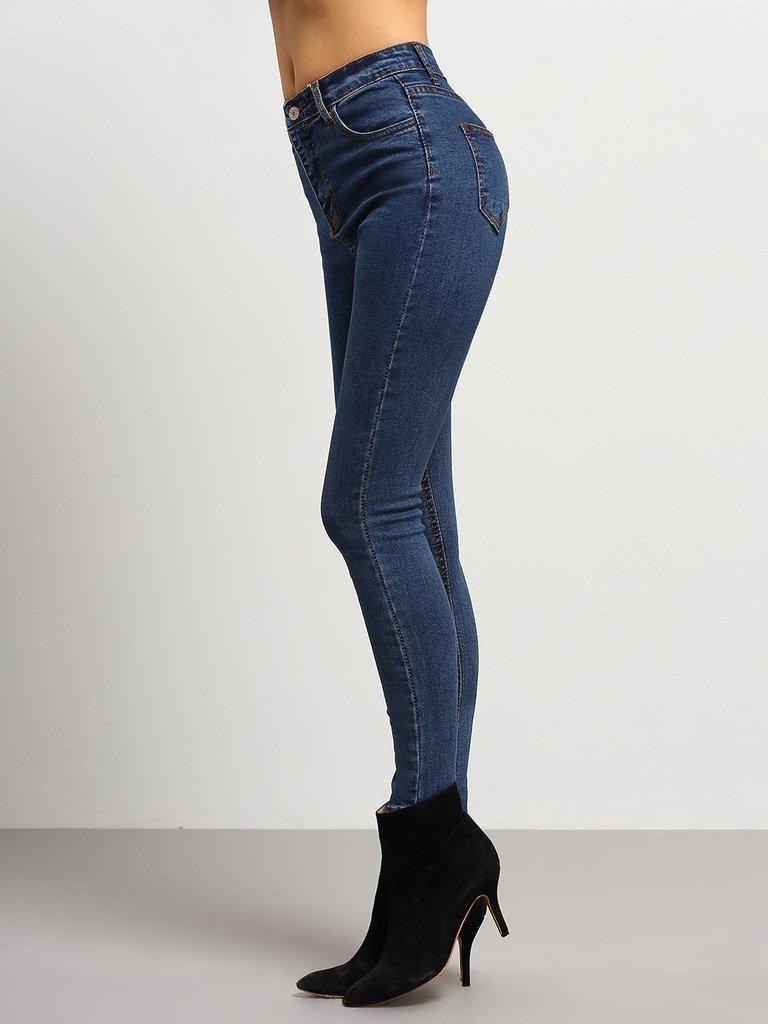 Skinny Denim Pants-bottom-Des Mess