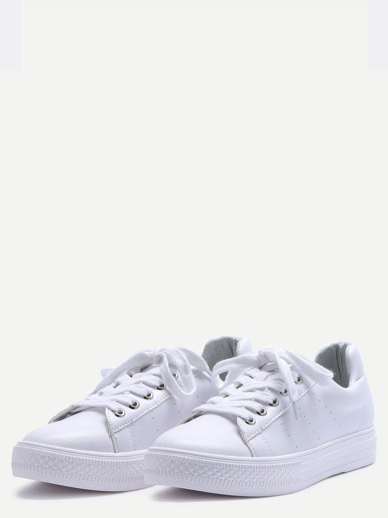 White Breathable Rubber Sole Low Top Sneakers-shoes-Des Mess