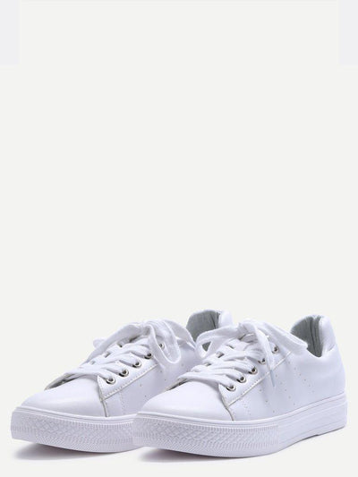 White Breathable Rubber Sole Low Top Sneakers-shoes-Des Mess