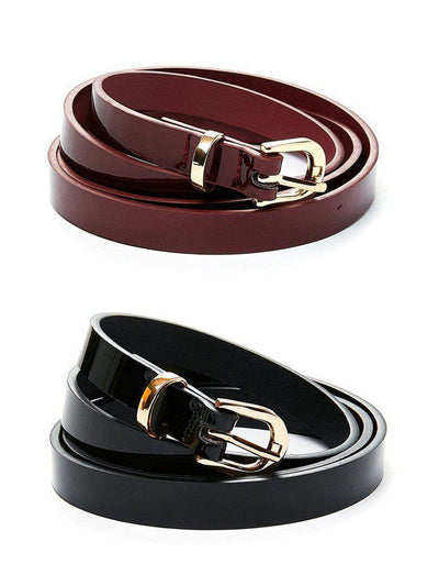 Metal Buckle Skinny Belt 2pcs-accessories-Des Mess