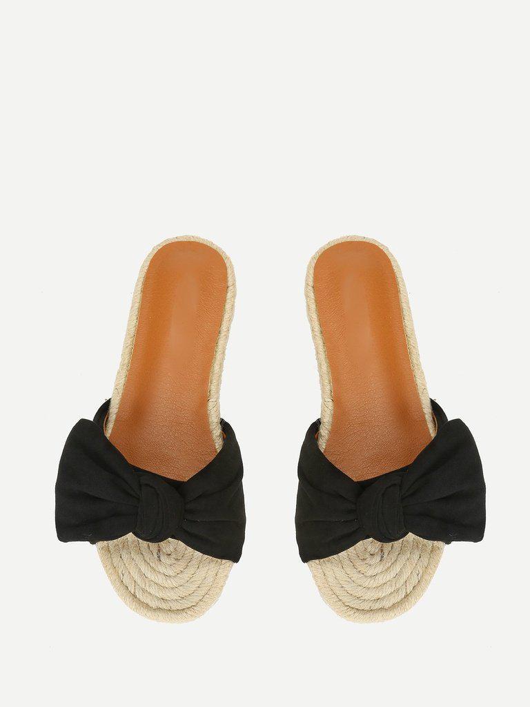 Bow Decorated Espadrille Flat Sandals-shoes-Des Mess