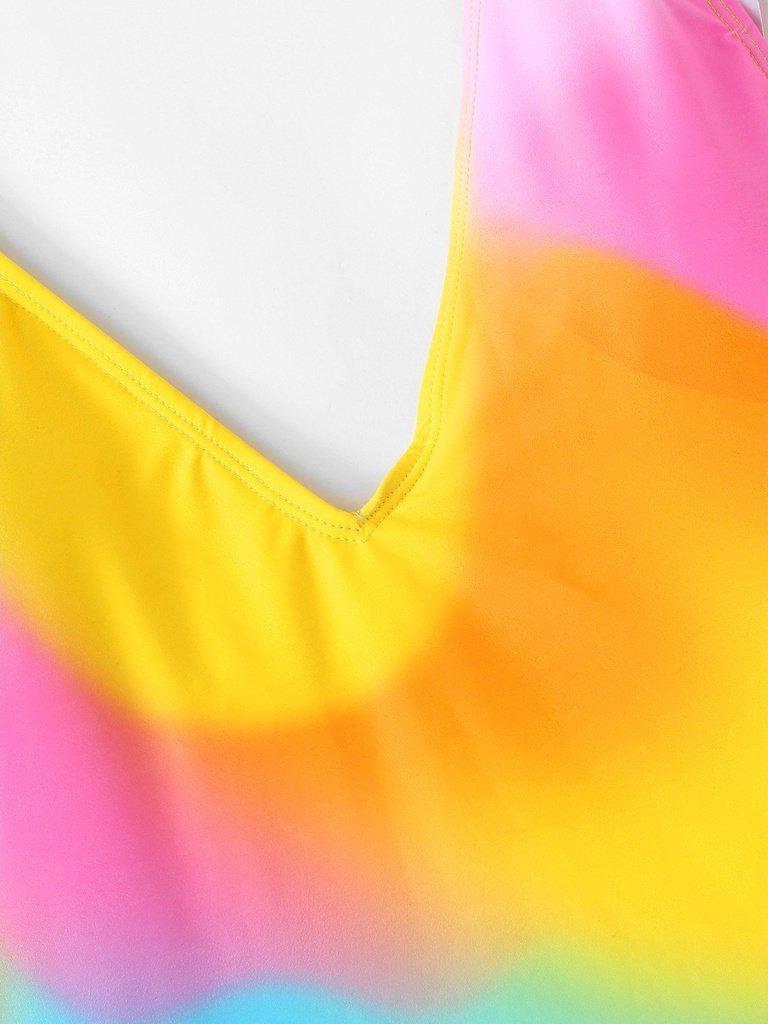 Tie Dye Ruffle Swimsuit-swimwear-Des Mess