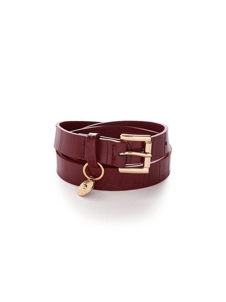 Embossed Crocodile Skinny Belt-accessories-Des Mess