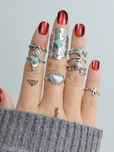 At-Silver Moon Arrow Ring 9-Pieces Set-jewelry-Des Mess