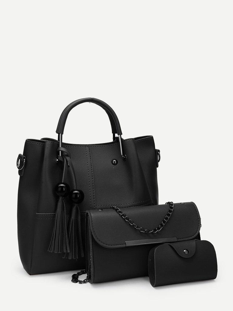 Tassel Charm Tote Bag 3pcs-accessories-Des Mess