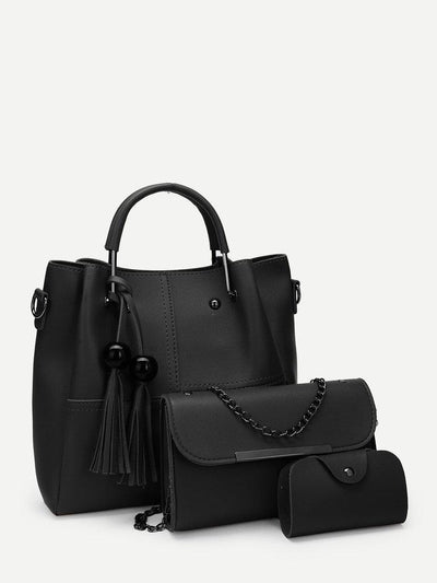 Tassel Charm Tote Bag 3pcs-accessories-Des Mess