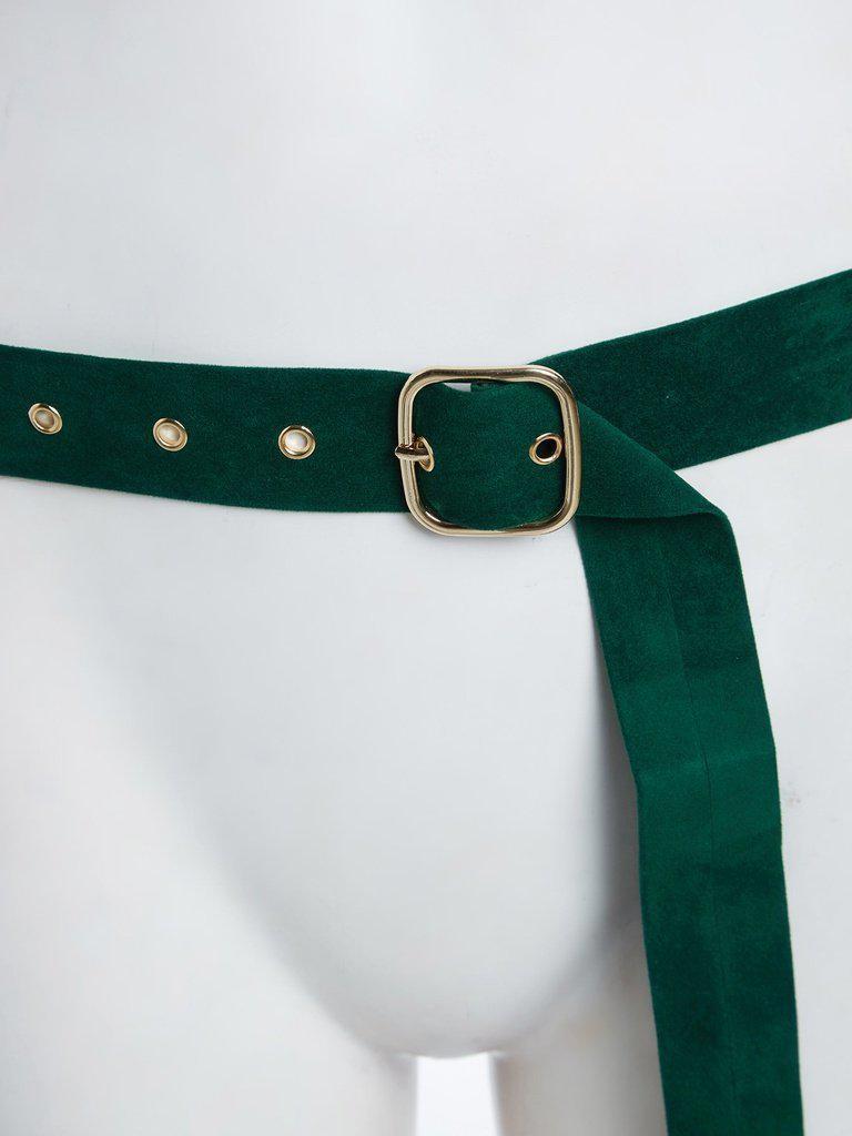 Square Buckle Eyelet Suede Belt-accessories-Des Mess