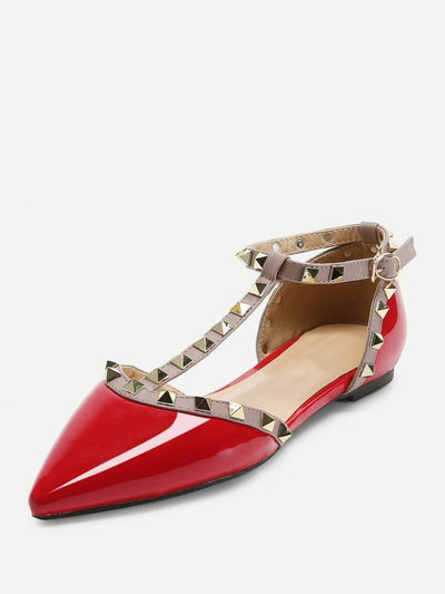 T-strap Studded Ballet Flats-shoes-Des Mess