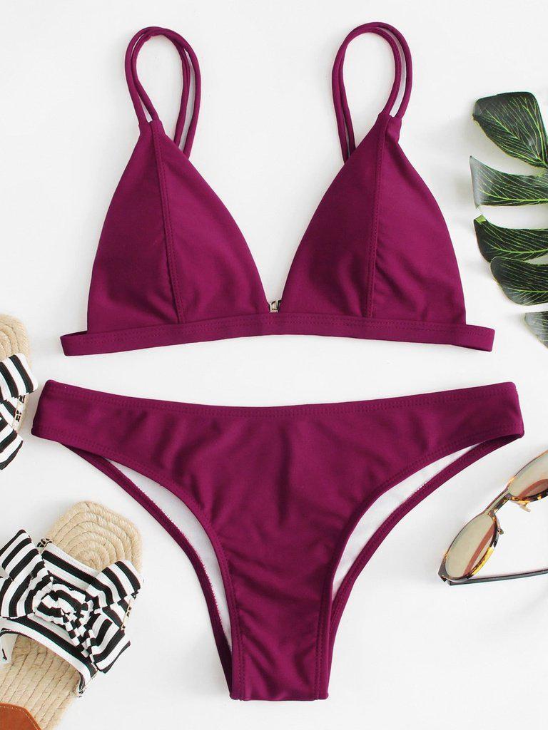 Adjust Strap Triangle Bikini Set-swimwear-Des Mess
