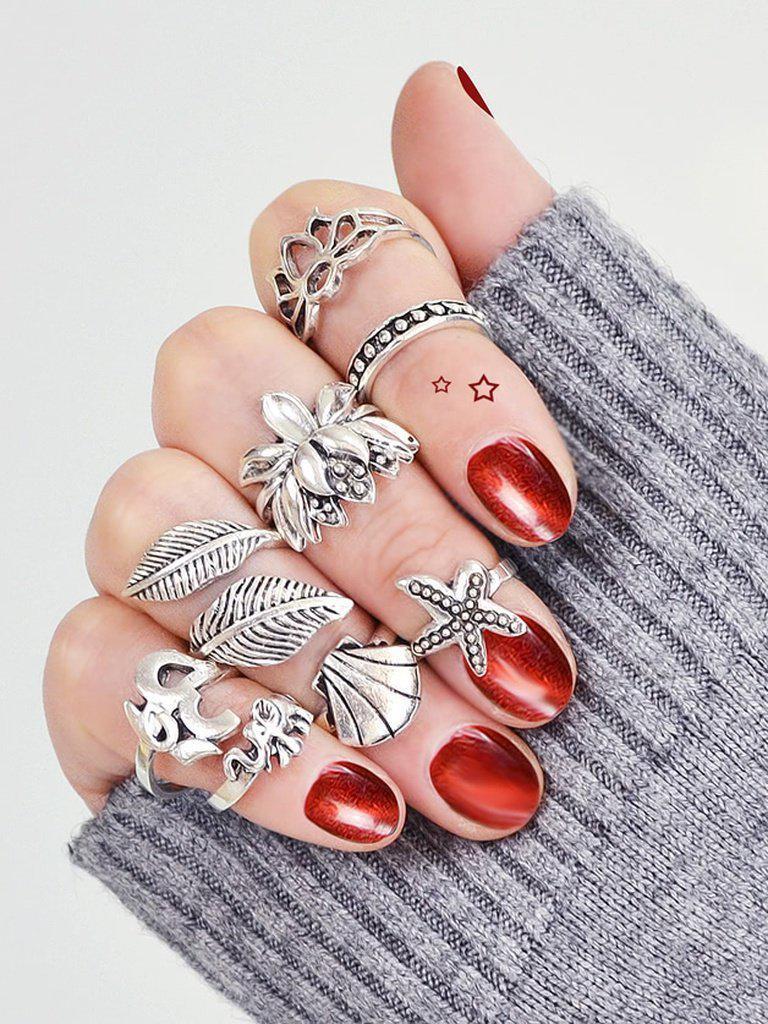 Seashell Starfish Vintage Ring Seven Piece Set-jewelry-Des Mess