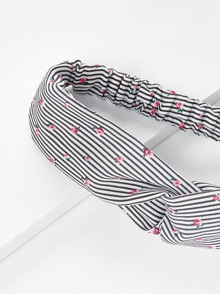 Calico Print Striped Headband-hair-Des Mess