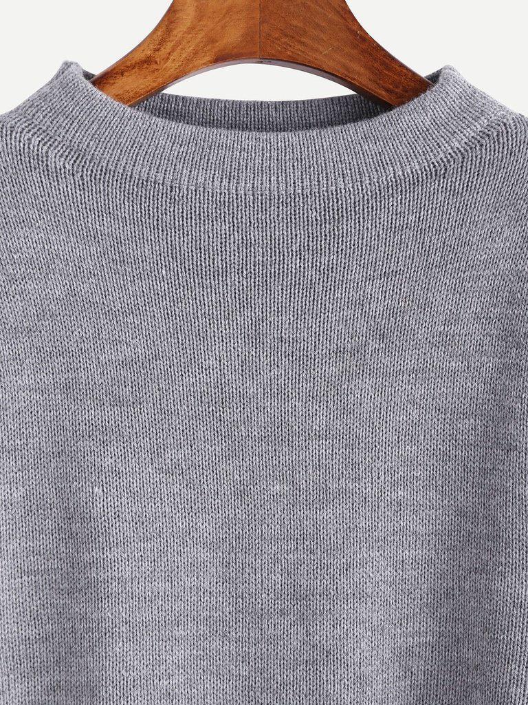 Grey Layered Ruffle Sleeve Pullover Sweater-outerwear-Des Mess