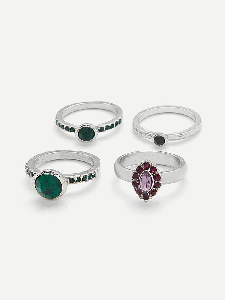 Rhinestone Ring Pack 4pcs-jewelry-Des Mess